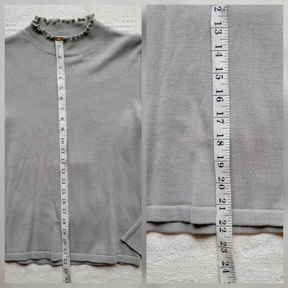 Casual Business Long-sleeve Mock Ruffled Turtleneck Wool Blend Soft Cozy Sweater - Picture 9 of 10